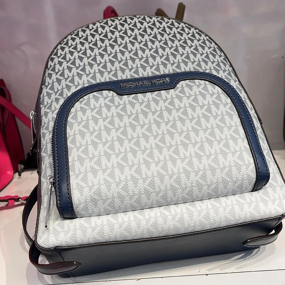 Michael Kors Jaycee Medium Ombré Signature Logo Backpack Navy NWT